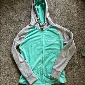 Gymshark Mint and Gray Zip-Up Hoodie